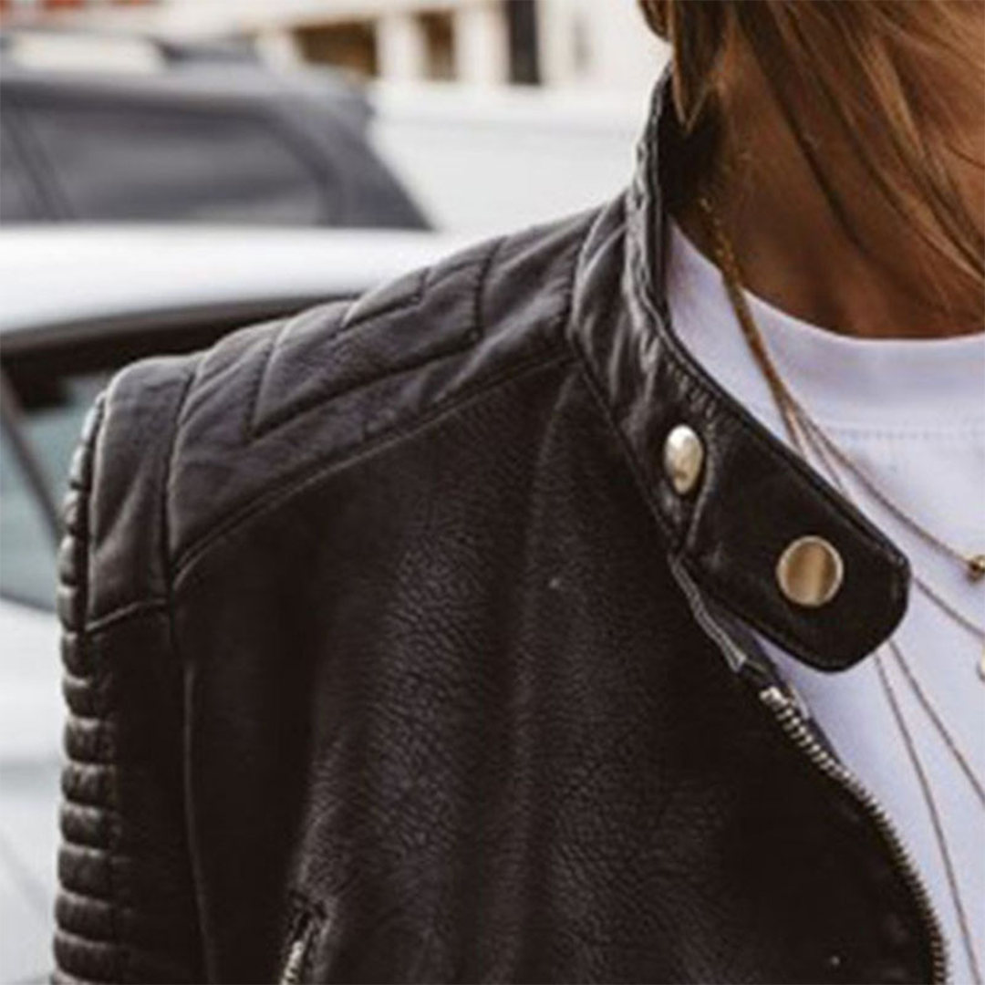 Tabea | Stilfuld Biker Læderjakke